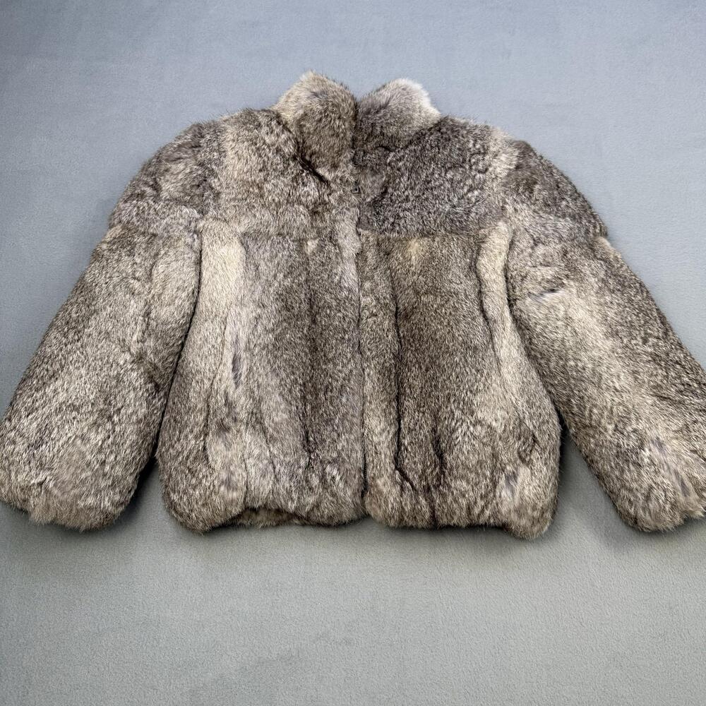 VINTAGE CARAVELLE Jacket Juniors 5 Gray Rabbit Fur Teens Full Zip Hong Kong
